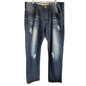 Switch Distressed Dark Blue Premium Denim Jeans Size 38X34